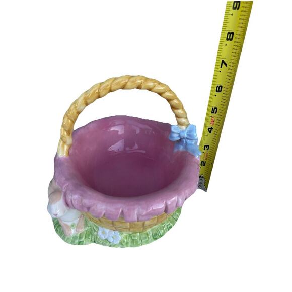 Lot of 3 Ceramic Easter Candy Dishes 2 Baskets and 1 Jelly Bean Lid Dish Bundle - Picture 8 of 16